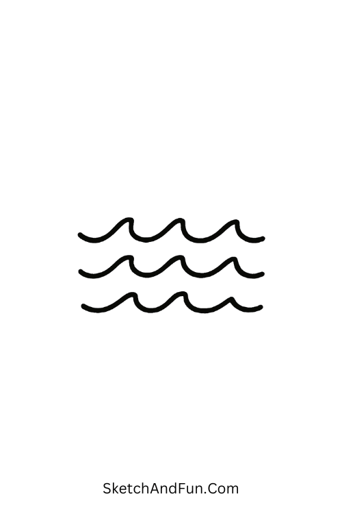 Calm waves shown in three lines flowing gently as easy mini doodles