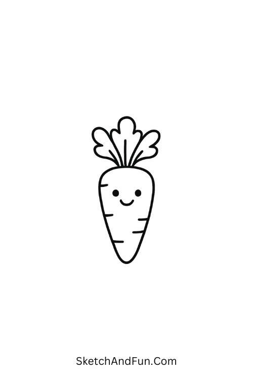 Easter doodles easy with a smiling carrot and leafy top