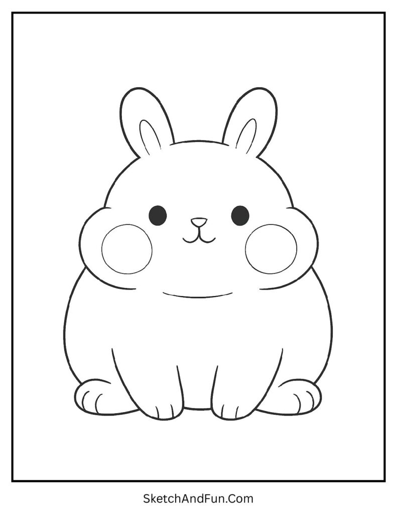 Chubby bunny sitting with round cheeks from easy bunny coloring pages