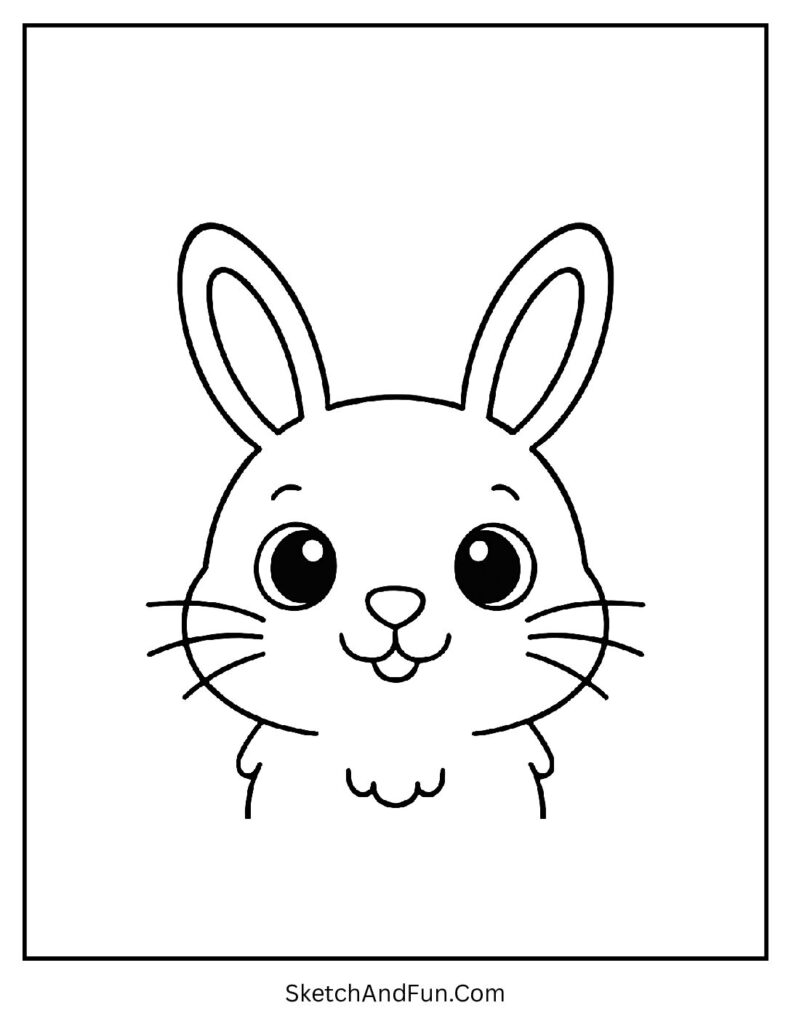 Simple bunny face close up for simple Easter coloring pages