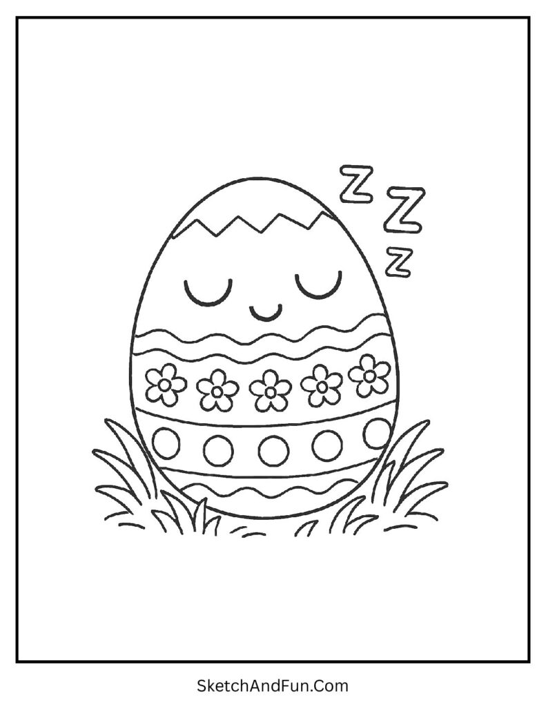 Sleeping egg face from easter egg coloring pages for toddlers soft and cozy