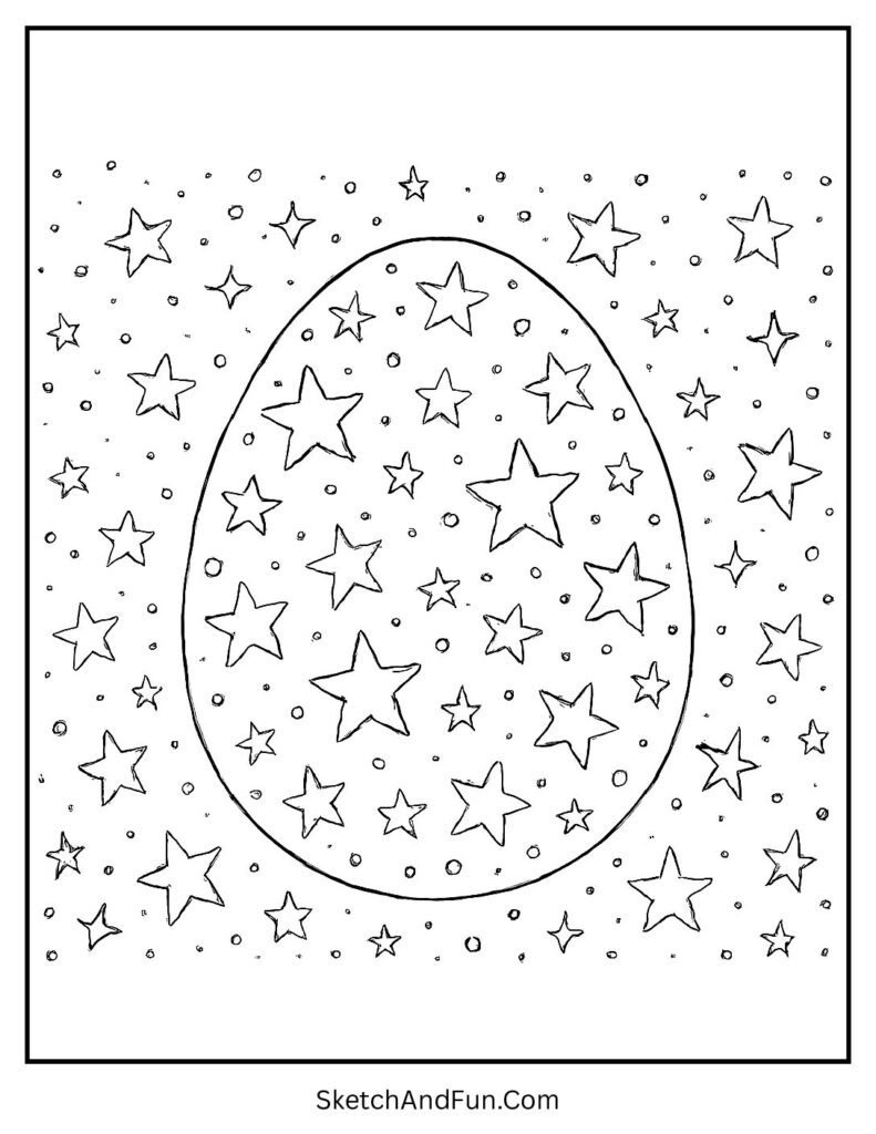 Star and dot egg from easter egg coloring sheets with dreamy details