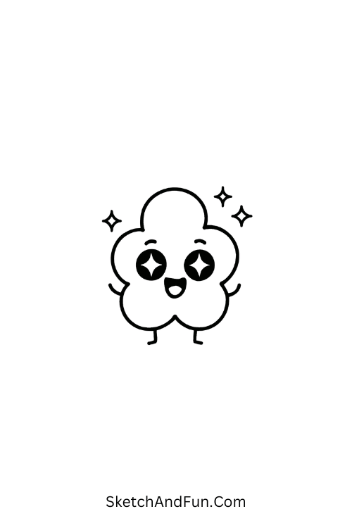 Sparkling popcorn jumping with joy lively reaction doodle characters