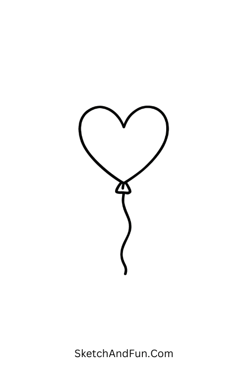 Floating heart with string, easy and magical heart doodles easy design