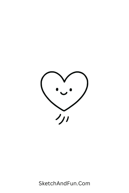 Floating smiling heart representing simple kawaii doodle ideas
