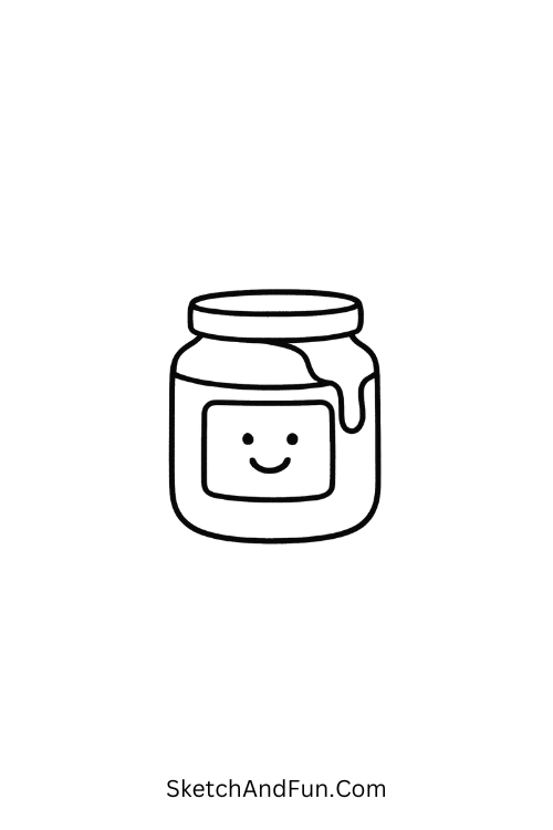 Happy honey jar with dripping detail made for food doodle coloring pages