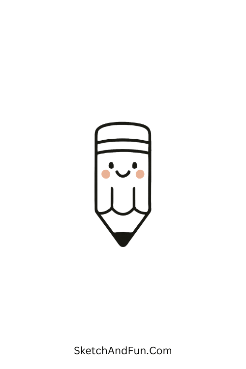 Happy pencil with proud smile used in kawaii doodle tutorials