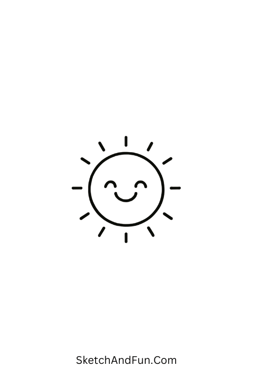 Happy smiling sun glowing brightly like cheerful kawaii doodle images
