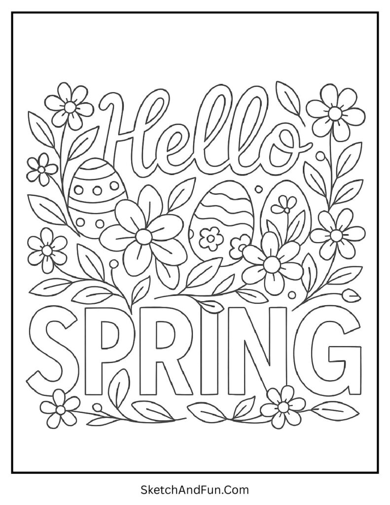 Bright seasonal lettering for Easter coloring pages printable