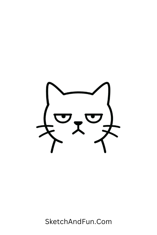 Minimal cat face unimpressed, perfect for silly doodles coloring pages activity.