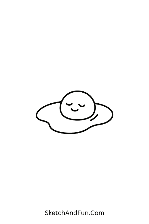 Lazy egg yolk with relaxed face shown in food doodle drawings easy style