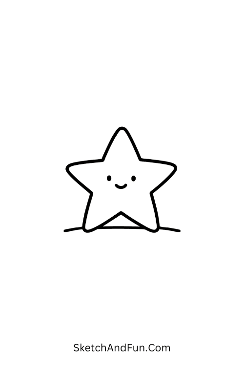 Lonely smiling star creating soft moods for kawaii doodle art inspiration