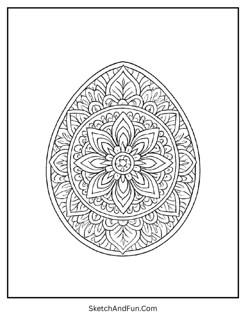 Mandala egg design from easter egg coloring pages black and white calm layout