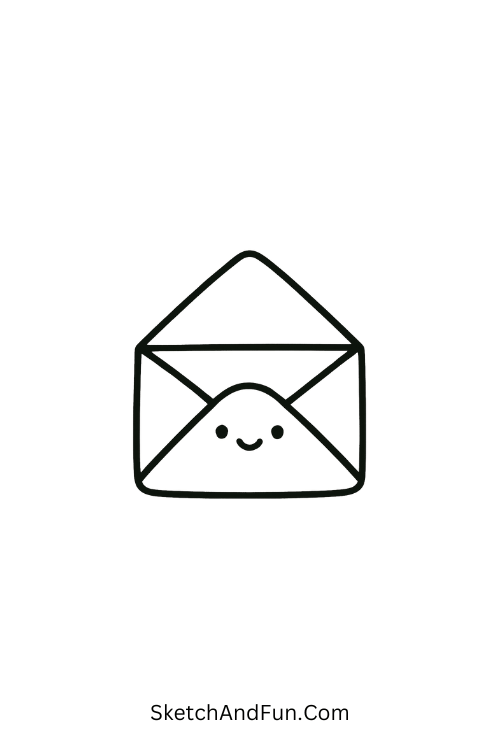 Open empty envelope symbolizing emotion and story through creative doodle ideas