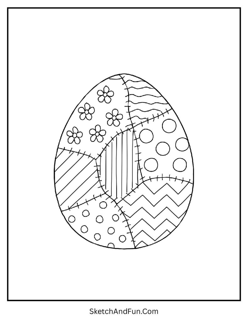Patchwork egg pattern from easter egg coloring pages pdf easy to print