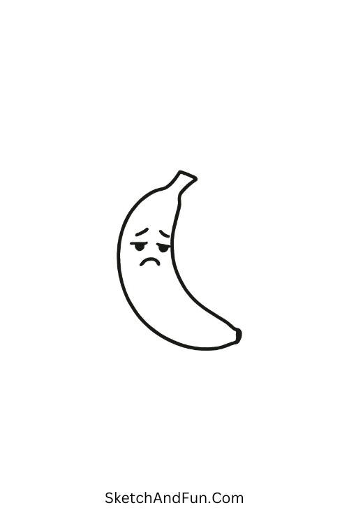 Sad banana with droopy eyes made for kawaii doodles for beginners