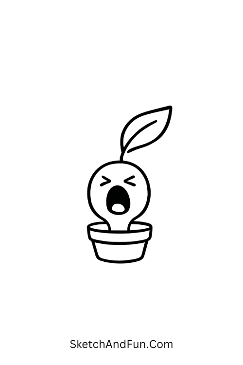 Minimalist plant silently yelling, great for silly doodles to draw with ease.