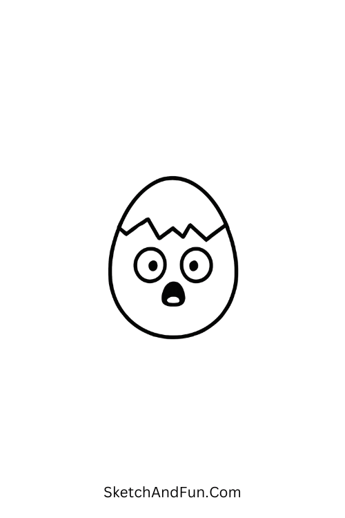 Egg cracking with wide eyes funny reaction doodle meme drawings style