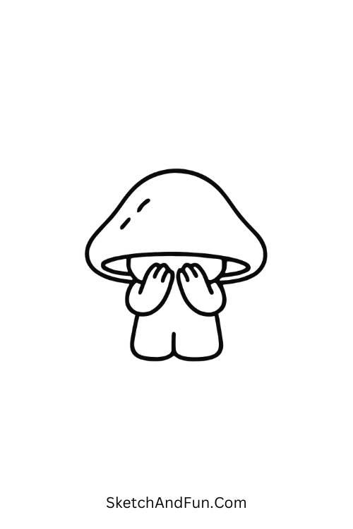 Shy mushroom hiding its face inspired by kawaii doodle prompts