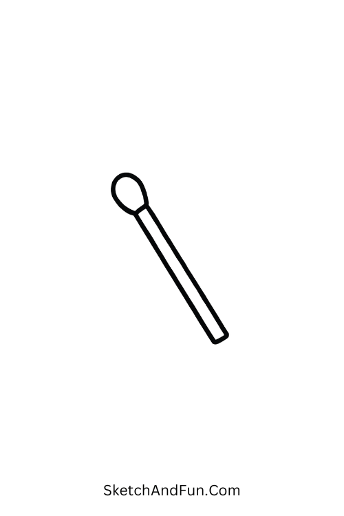 Single unlit matchstick kept clean and balanced using pen doodle ideas