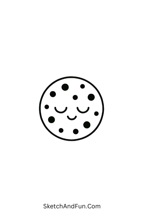 Sleepy cookie with closed eyes perfect for a food doodle for beginners