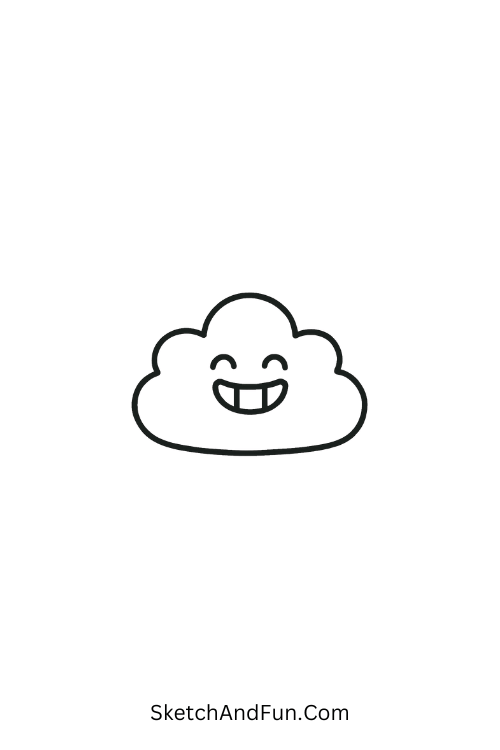 Grinning tiny cloud simple and joyful reaction doodle art design
