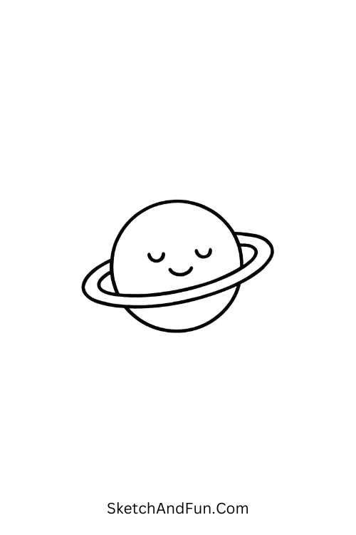 Smiling planet with thin ring from creative kawaii doodles ideas