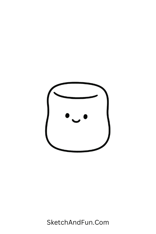 Soft marshmallow with gentle eyes designed for food doodles for kids
