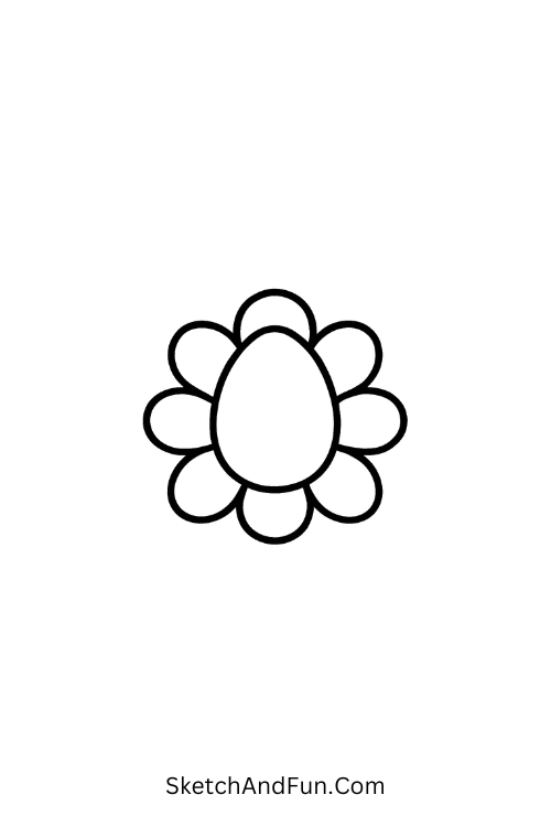 Easter drawing ideas easy showing a spring flower shaped Easter egg