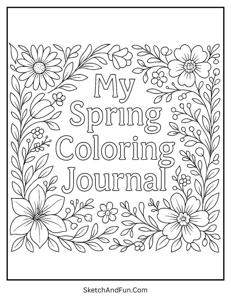 Floral cover design from spring coloring journal pages