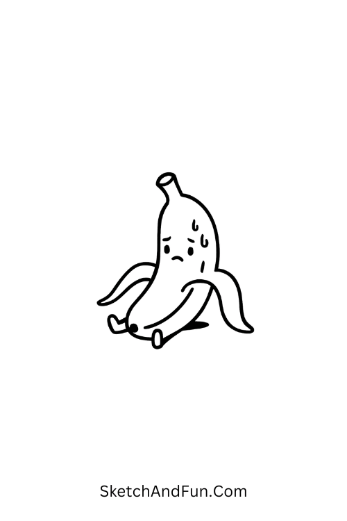 Tiny banana stressed and overwhelmed, perfect for silly doodles for beginners.