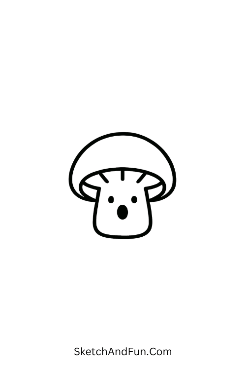 Mushroom with open mouth expressive reaction doodle drawing idea