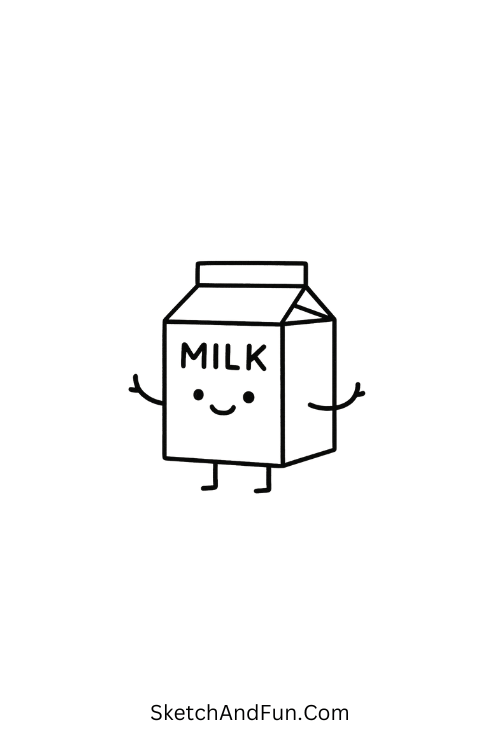 Tiny milk carton character styled from free kawaii doodle templates