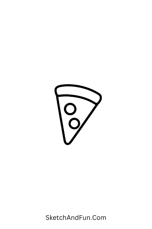 Tiny pizza slice with dot toppings designed as charming mini food doodles