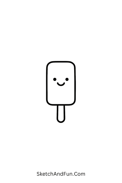 Tiny popsicle with happy face shown as clean food doodle png