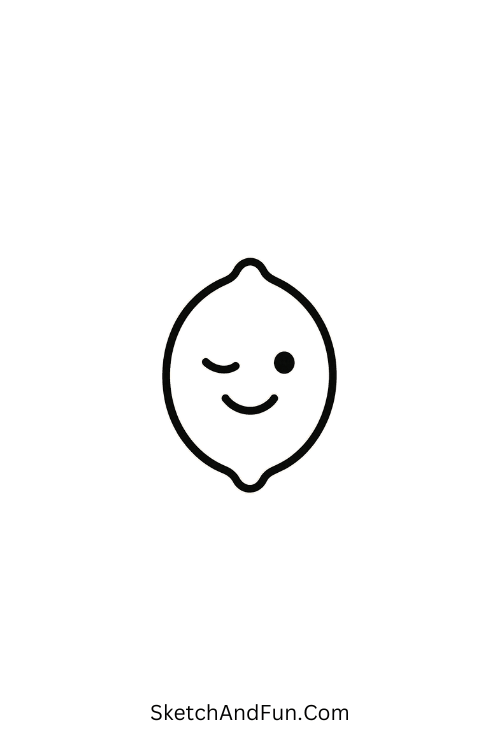 Winking lemon with playful expression designed as food doodle clipart
