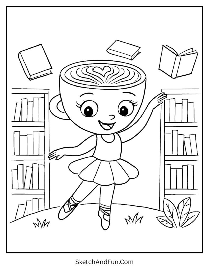 Ballerina Cappuccina Black and White Coloring Page