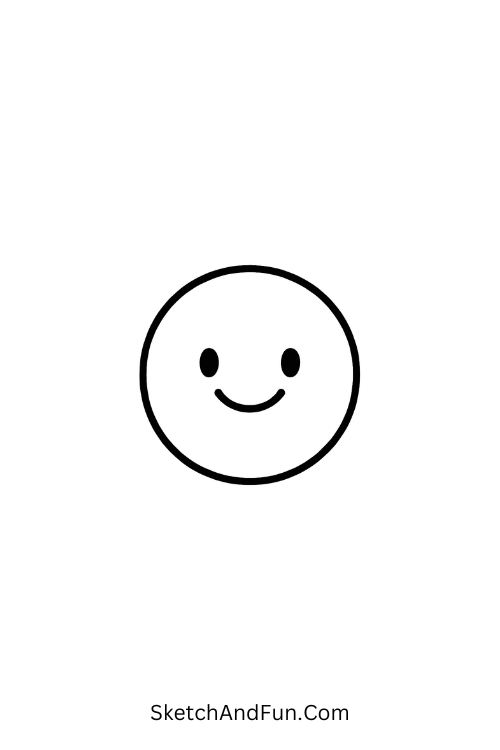 A doodle of a round smiling face with simple lines for Y2K doodles for kids.