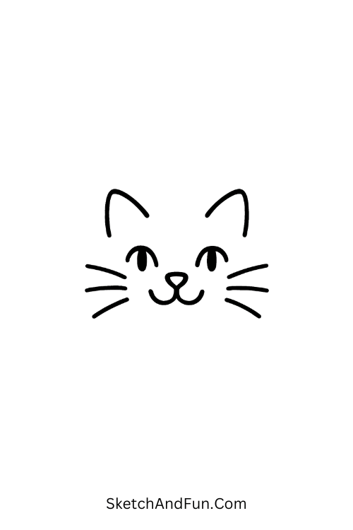 A simple cat face with whiskers and smile, Leuke doodles Pinterest