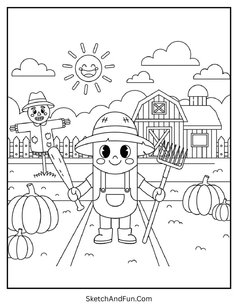 Tung Tung Tung Sahur Character Coloring Page