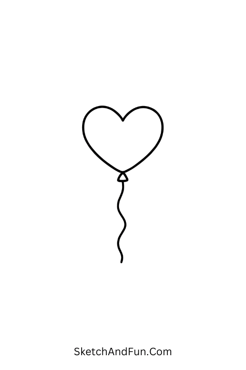 A heart-shaped balloon floating happily, Leuke doodles cute characters