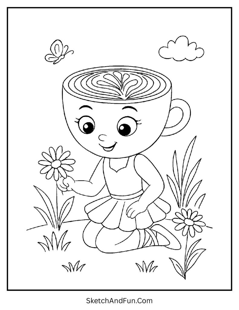 Viral Italian Brainrot Cappuccina Coloring Page