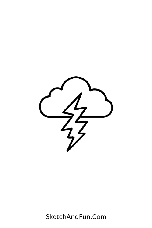 A doodle of a cloud with jagged lightning bolt for Y2K doodles Pinterest.