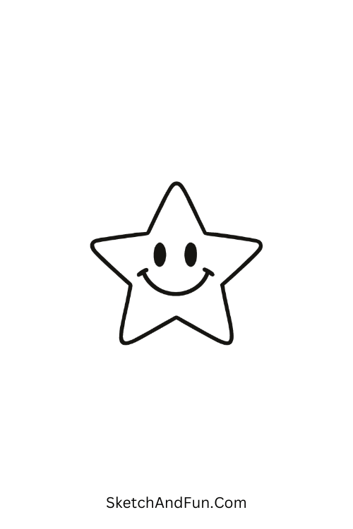 A small star with big eyes and a grin, simple Leuke doodles