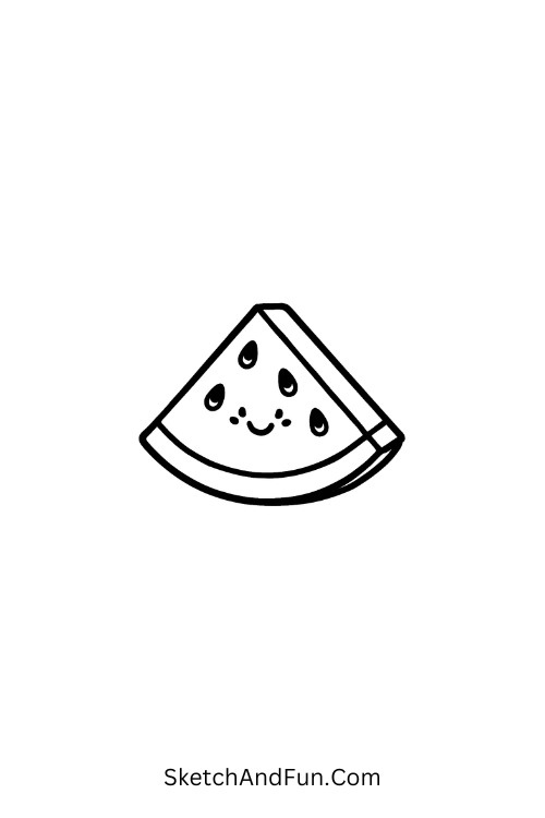 A smiling watermelon slice with seeds, how to draw Leuke doodles