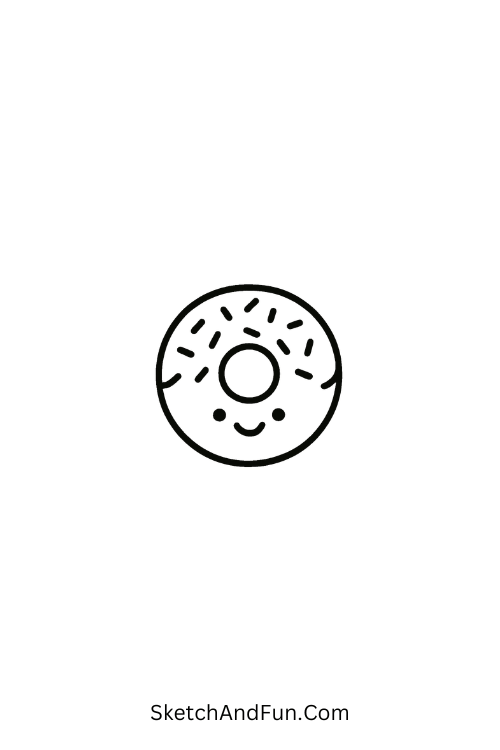 A tiny donut with sprinkles and a happy face, Leuke doodles design ideas