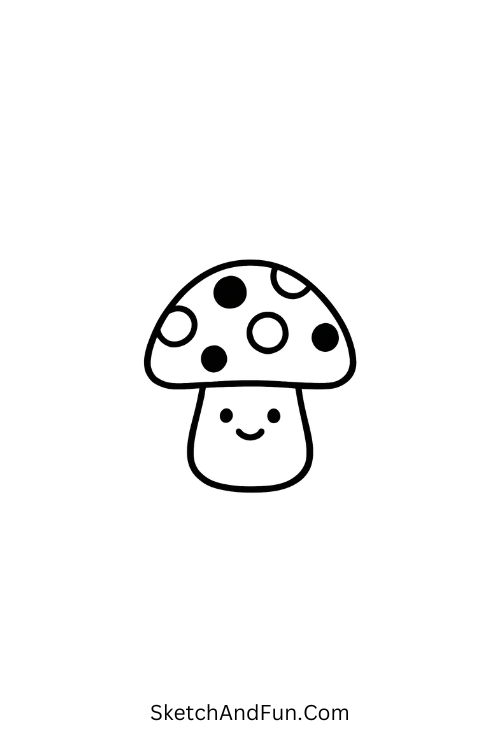 A mushroom with a polka-dotted cap, Leuke doodles inspired art