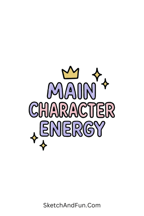 A doodle of pastel neon quote with crown, kawaii graffiti doodles