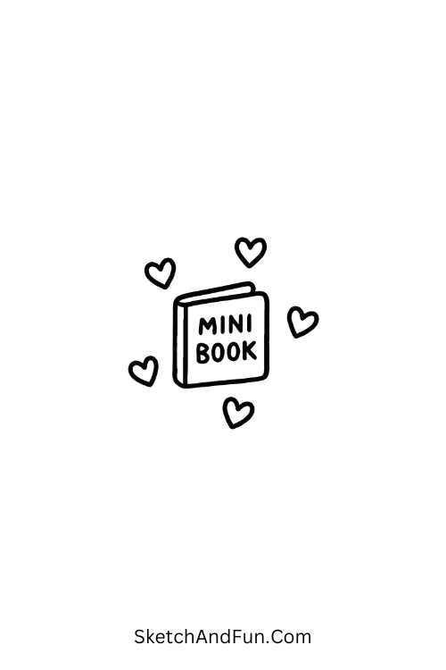 A tiny book with little hearts around it, Leuke doodles creative prompts