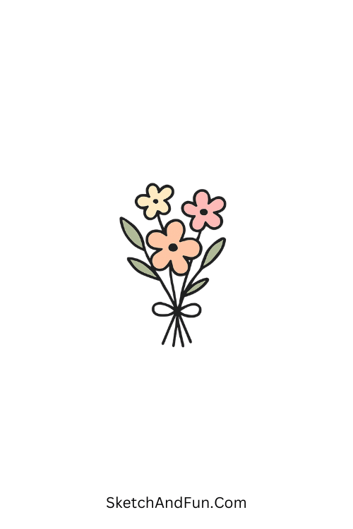 A tiny pastel flower bouquet, Leuke doodles doodle patterns